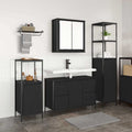 Badezimmermöbel-Set 3 pcs Schwarz Eichen-Optik Holzwerkstoff