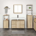 Badezimmermöbel Set mit Regal 3 pcs Sonoma-Eiche und Schwarz