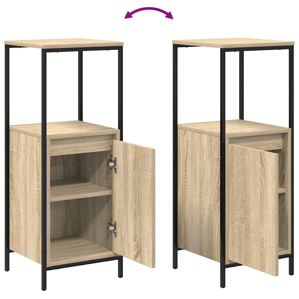 Badezimmermöbel-Set mit Regal 5 pcs Sonoma Eiche und Schwarz