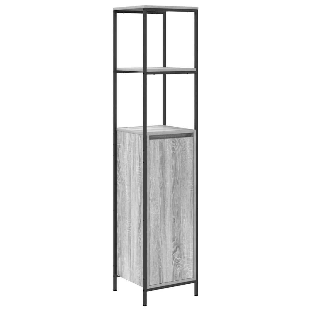 Badezimmermöbel Set mit Regal 3 pcs Grau Sonoma und Schwarz