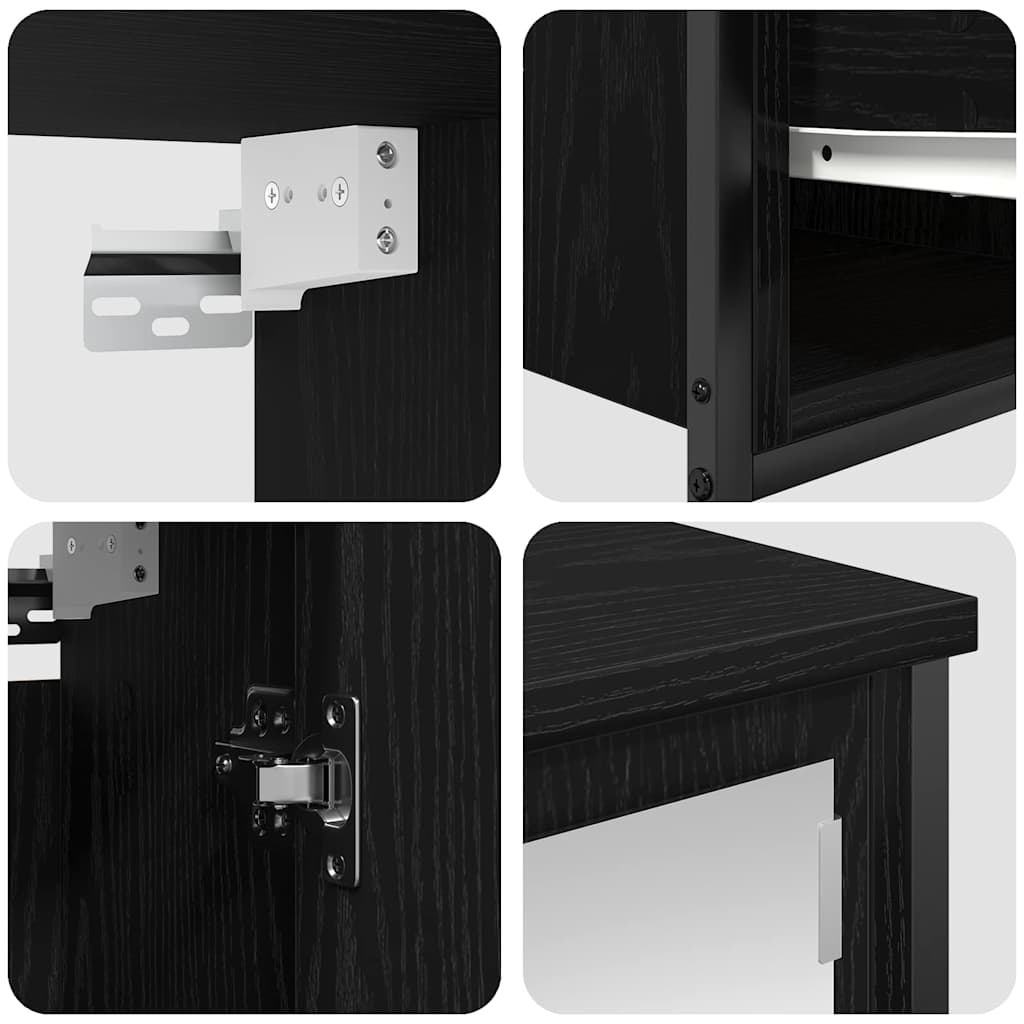Badezimmermöbel-Set 5 pcs Schwarz Eichen-Optik Holzwerkstoff