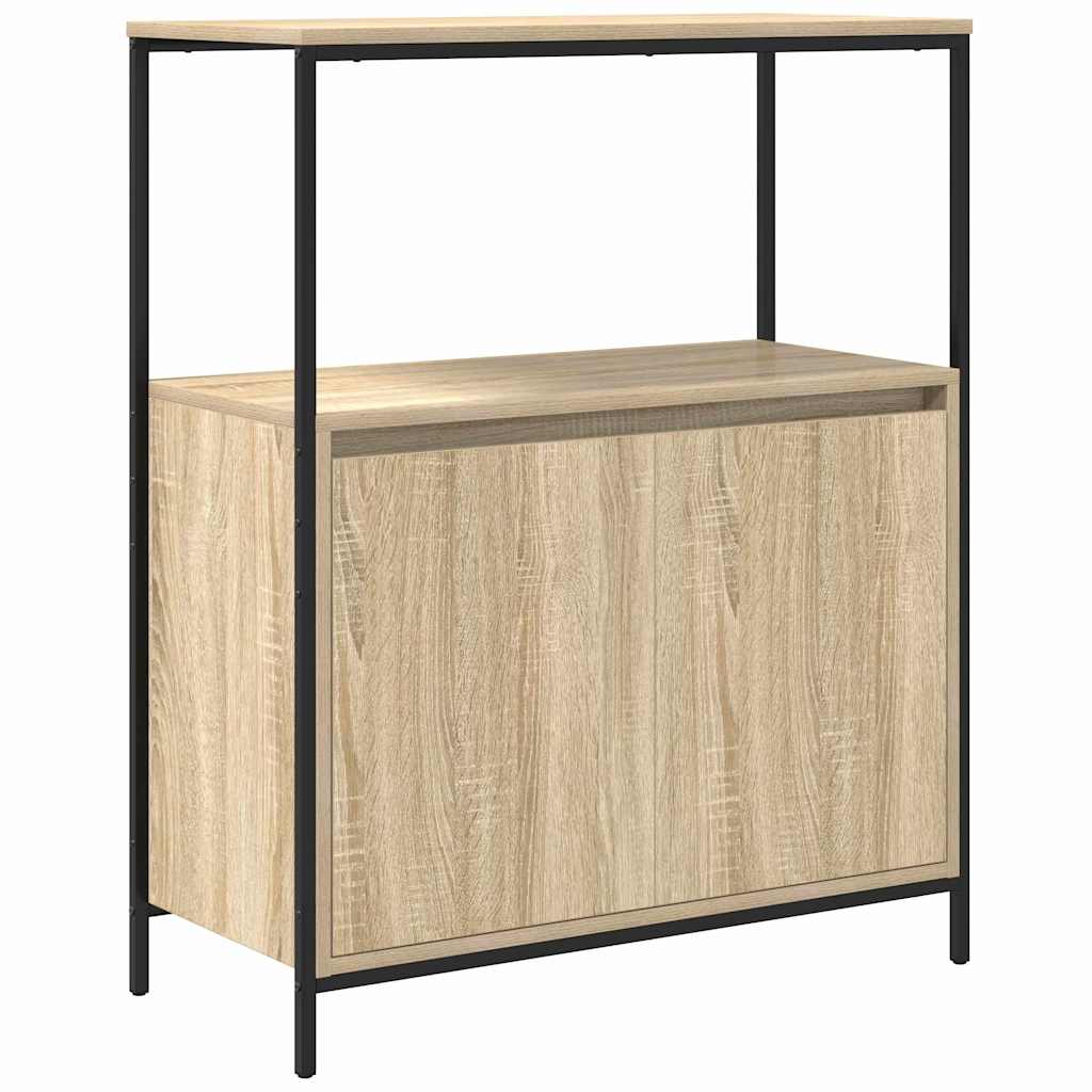 Badezimmermöbel-Set mit Regal 5 pcs Sonoma Eiche und Schwarz