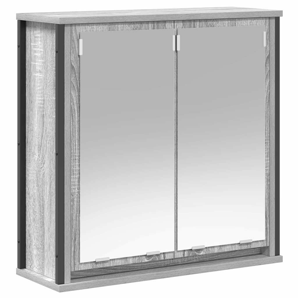 Badezimmermöbel-Set 5 pcs Grau Sonoma und Schwarz Holzwerkstoff