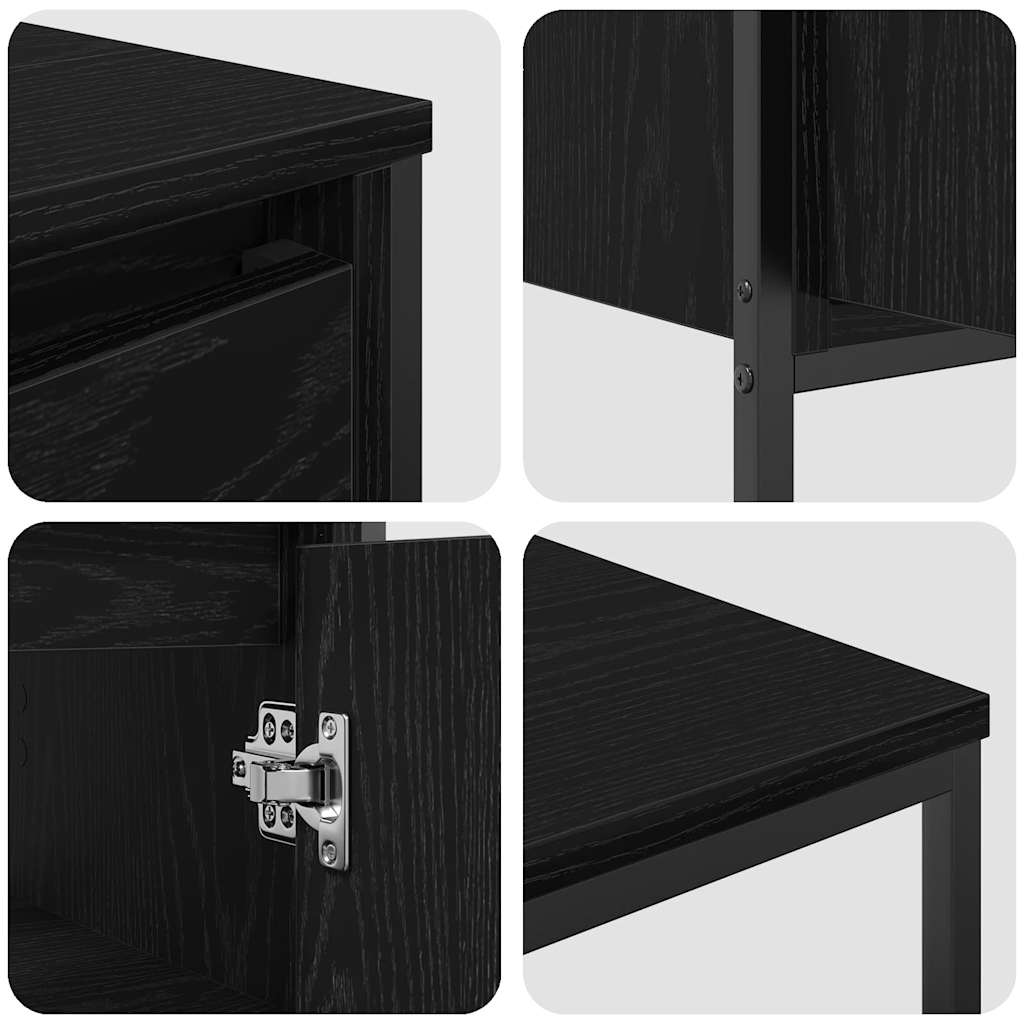 Badezimmermöbel-Set 3 pcs Schwarz Eichen-Optik Holzwerkstoff