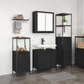 Badezimmermöbel-Set 3 pcs Schwarz Eichen-Optik Holzwerkstoff