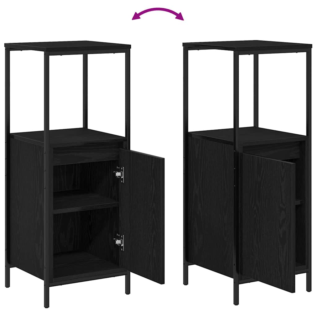 Badezimmermöbel-Set 3 pcs Schwarz Eichen-Optik Holzwerkstoff