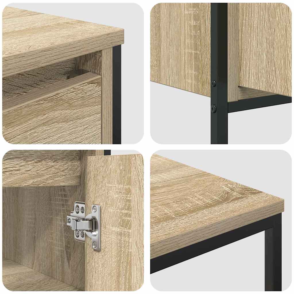 Badezimmermöbel-Set mit Regal 3 pcs Sonoma Eiche und Schwarz