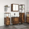 Badezimmermöbel-Set mit Tür 3 pcs Geräucherte Eiche und Schwarz