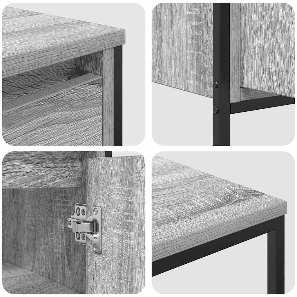 Badezimmermöbel-Set 3 pcs Grau Sonoma und Schwarz Holzwerkstoff