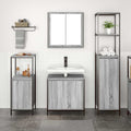Badezimmermöbel-Set 3 pcs Grau Sonoma und Schwarz Holzwerkstoff