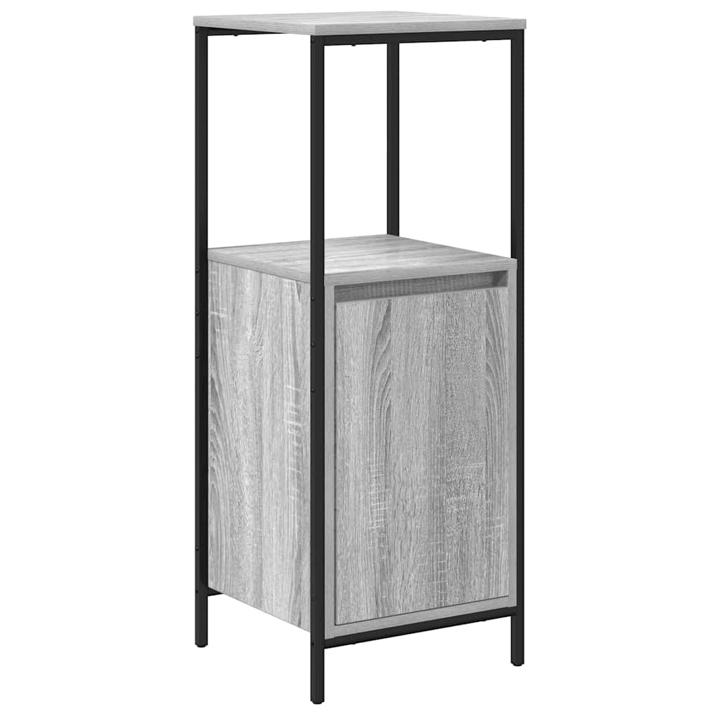 Badezimmermöbel-Set 5 pcs Grau Sonoma und Schwarz Holzwerkstoff