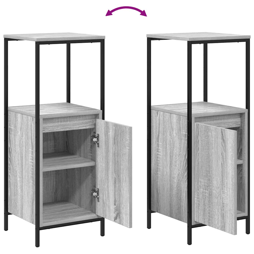 Badezimmermöbel-Set 3 pcs Grau Sonoma und Schwarz Holzwerkstoff