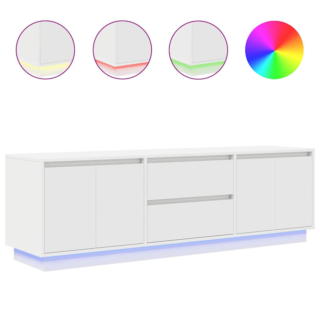 TV-Schrank mit LED-Leuchten Weiß 160,5x41x50 cm
