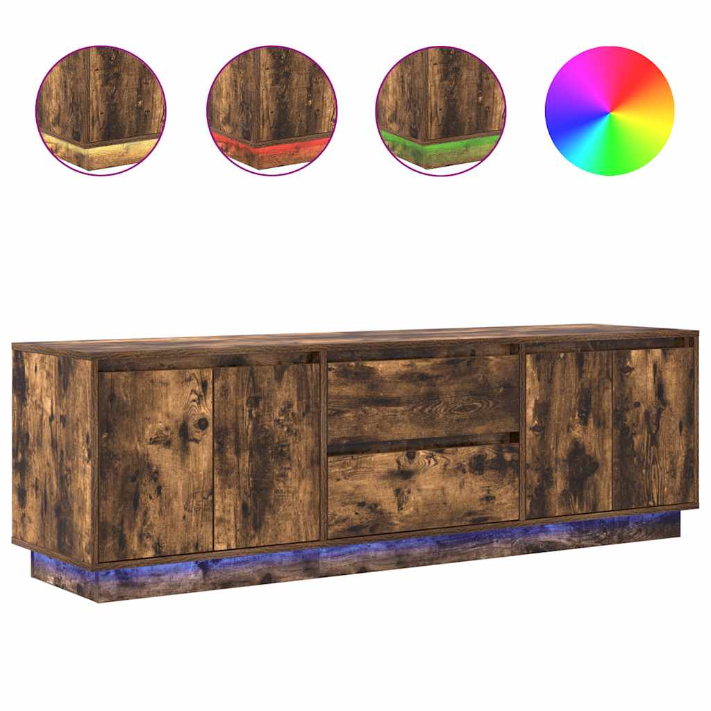 TV-Schrank mit LED-Leuchten Räuchereiche 160,5x41x50 cm