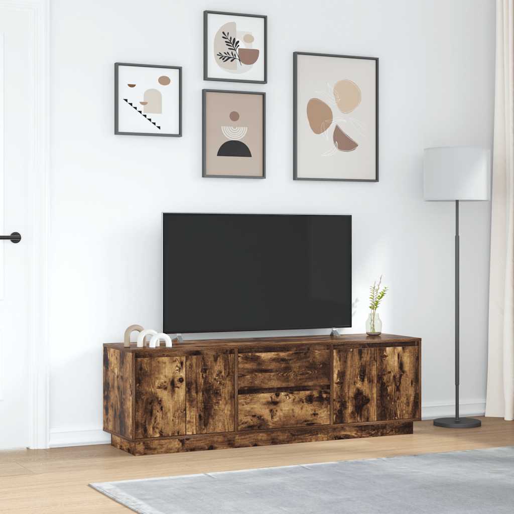 TV-Schrank mit LED-Leuchten Räuchereiche 160,5x41x50 cm