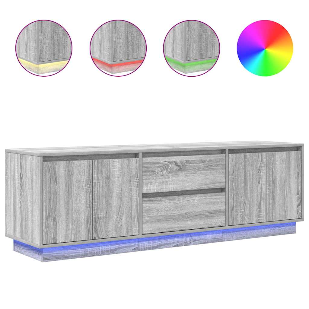 TV-Schrank mit LED-Leuchten Grau Sonoma 160,5x41x50 cm