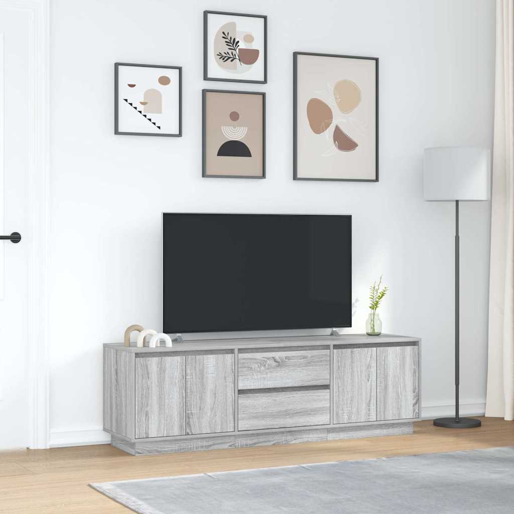 TV-Schrank mit LED-Leuchten Grau Sonoma 160,5x41x50 cm