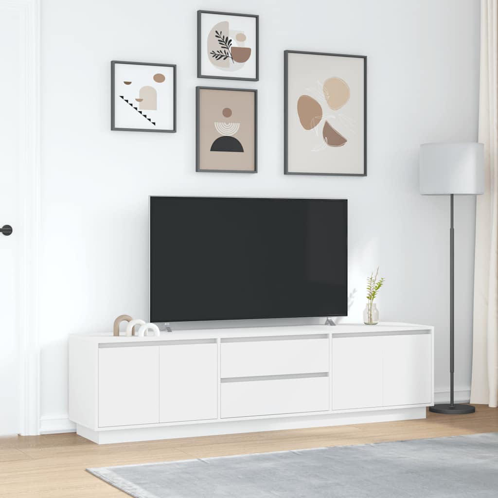 TV-Schrank mit LED-Leuchten Weiß 193,5x41x50 cm