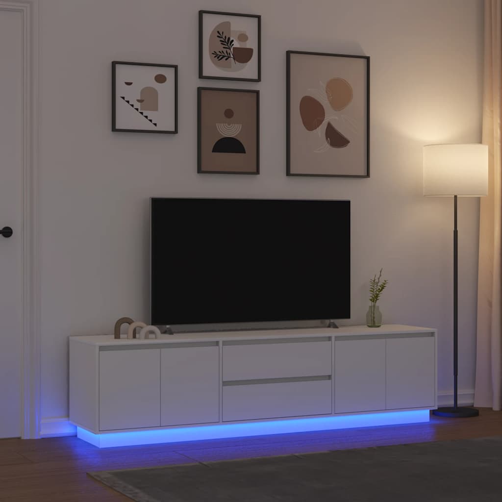 TV-Schrank mit LED-Leuchten Weiß 193,5x41x50 cm