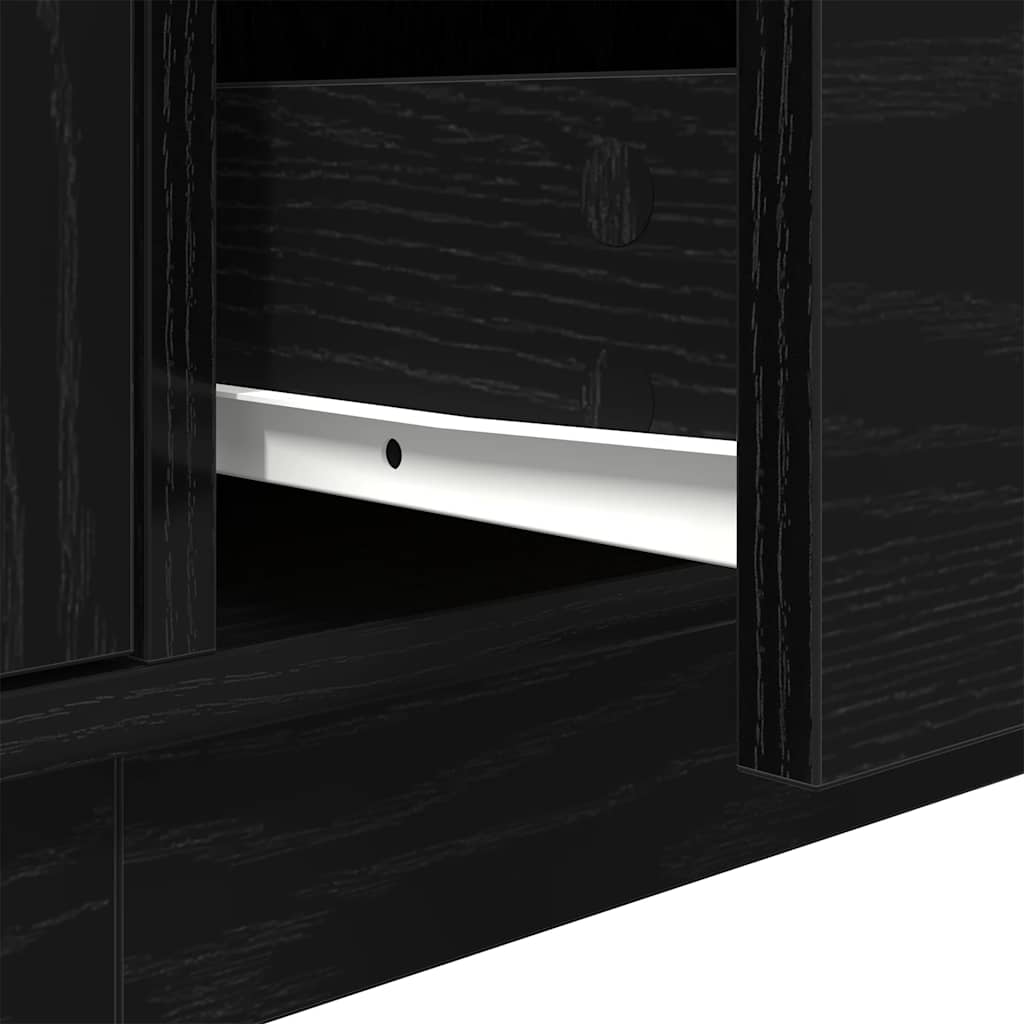 TV-Schrank mit LED-Leuchten Schwarz Eichen-Optik 193,5x41x50 cm