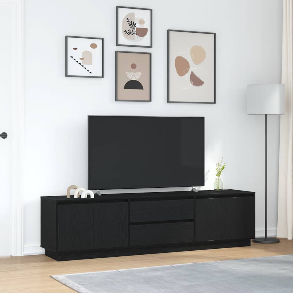 TV-Schrank mit LED-Leuchten Schwarz Eichen-Optik 193,5x41x50 cm
