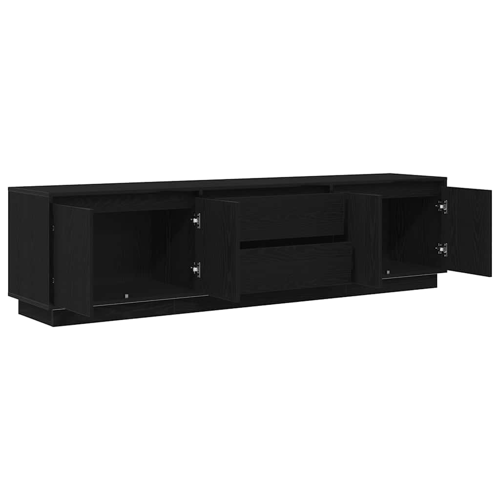 TV-Schrank mit LED-Leuchten Schwarz Eichen-Optik 193,5x41x50 cm