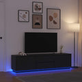 TV-Schrank mit LED-Leuchten Schwarz Eichen-Optik 193,5x41x50 cm