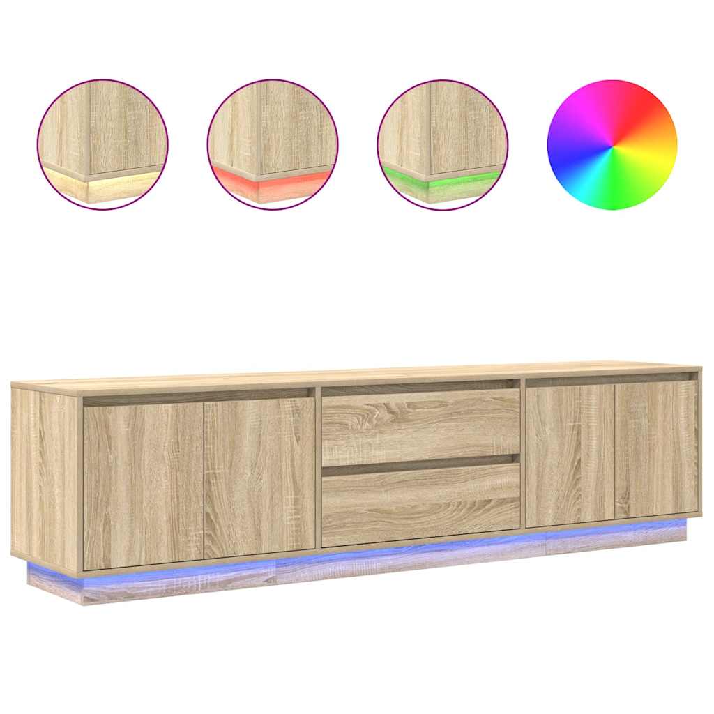 TV-Schrank mit LED-Leuchten Sonoma-Eiche 193,5x41x50 cm