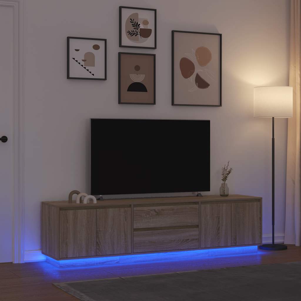 TV-Schrank mit LED-Leuchten Sonoma-Eiche 193,5x41x50 cm