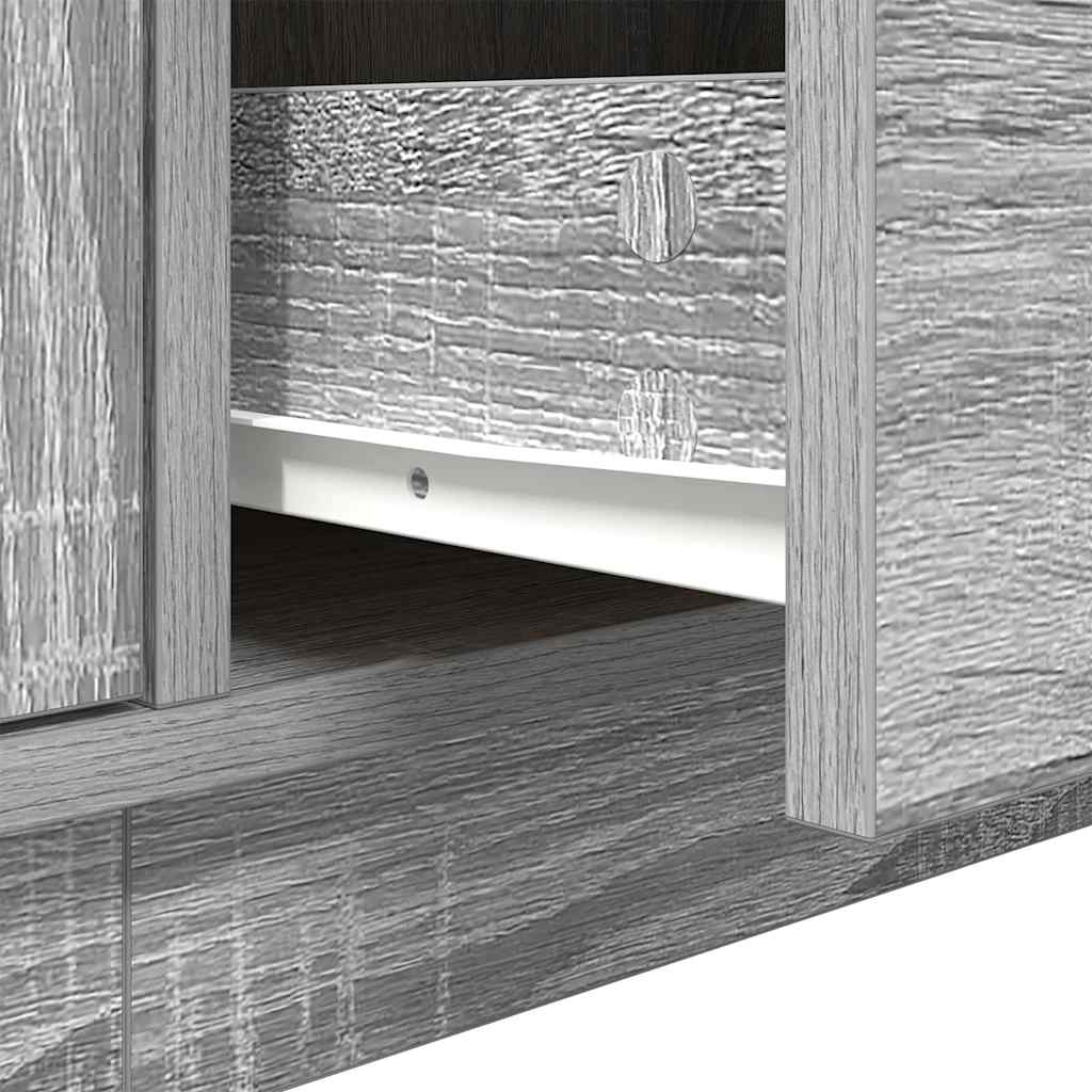 TV-Schrank mit LED-Leuchten Grau Sonoma 193,5x41x50 cm