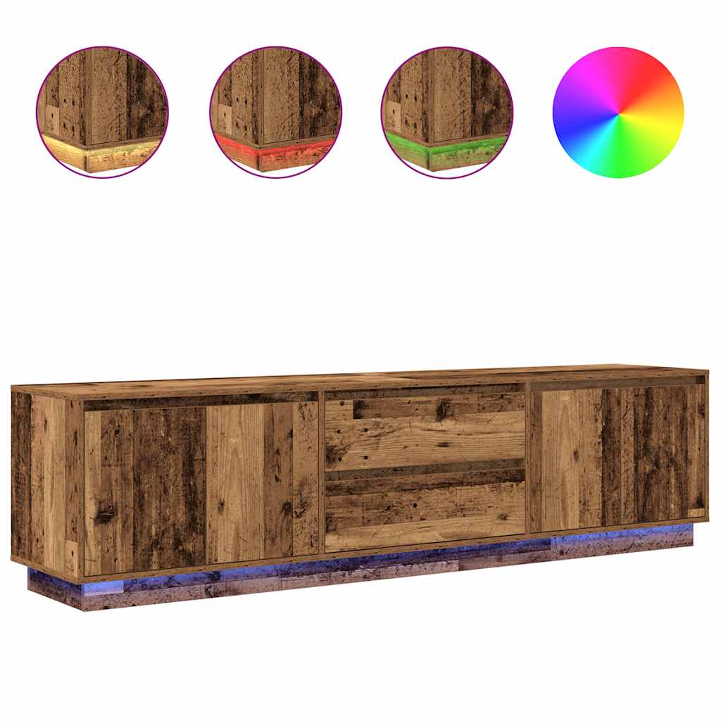 TV-Schrank mit LED-Leuchten Altholz-Optik 193,5x41x50 cm