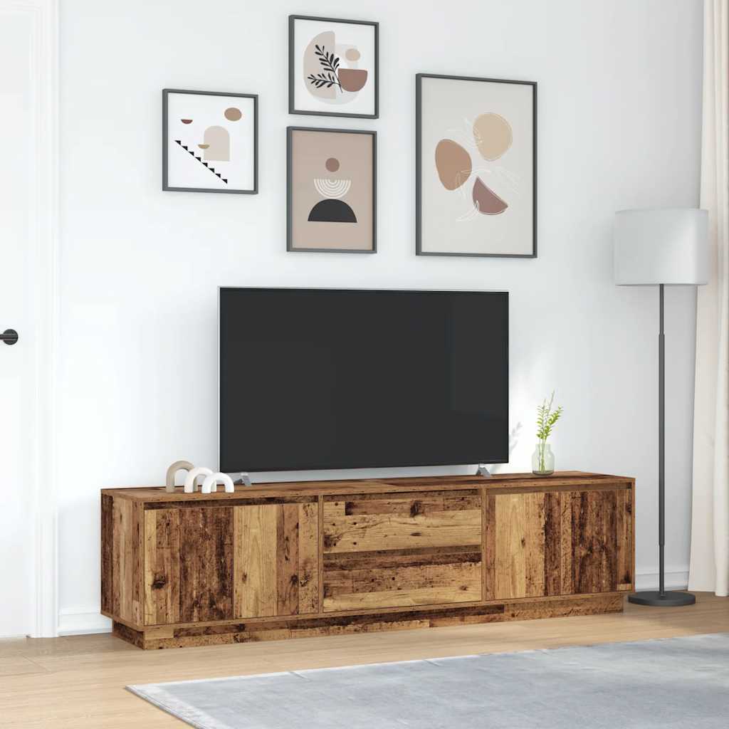 TV-Schrank mit LED-Leuchten Altholz-Optik 193,5x41x50 cm