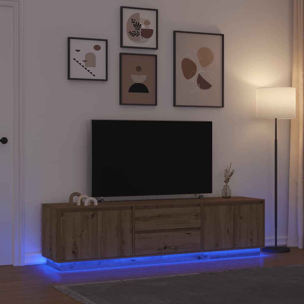 TV-Schrank mit LED-Leuchten Artisan-Eiche 193,5x41x50 cm