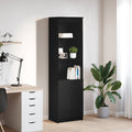 Highboard Schwarz Eichen-Optik 50x35x180 cm Holzwerkstoff