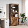 Highboard Räuchereiche 70x35x180 cm Holzwerkstoff