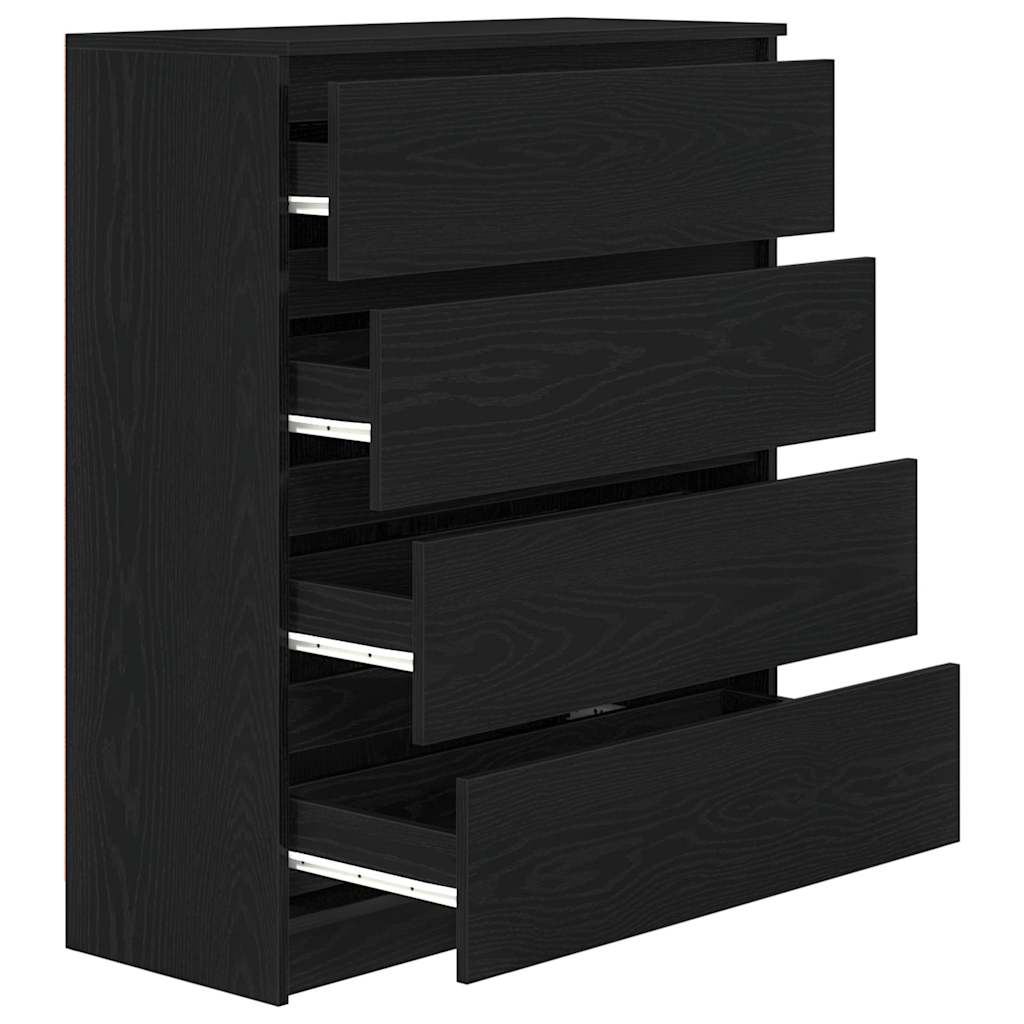 Sideboard Schwarz Eichen-Optik 80x35x99 cm Holzwerkstoff