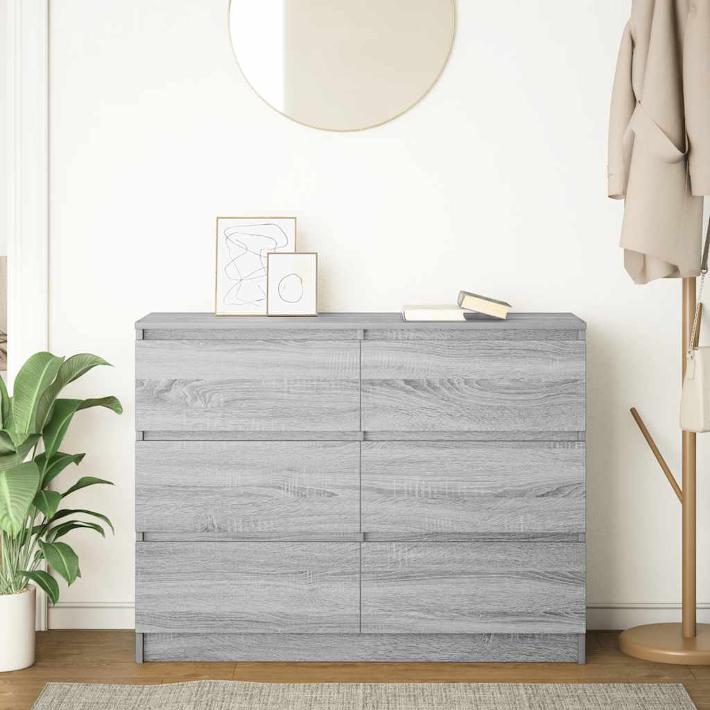 Sideboard Grau Sonoma 100x35x76 cm Holzwerkstoff