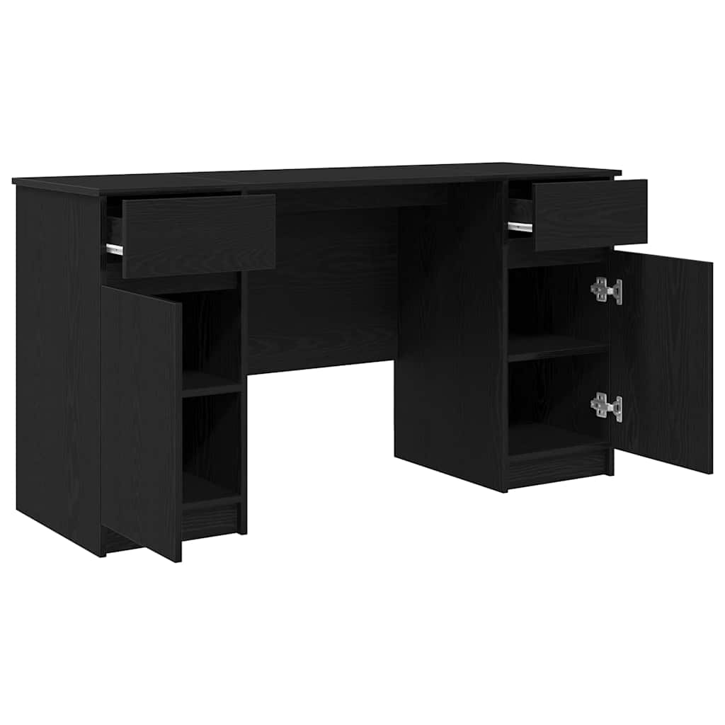 Schreibtisch mit Regal Schwarz Eichen-Optik 140 x 49 x 76 cm