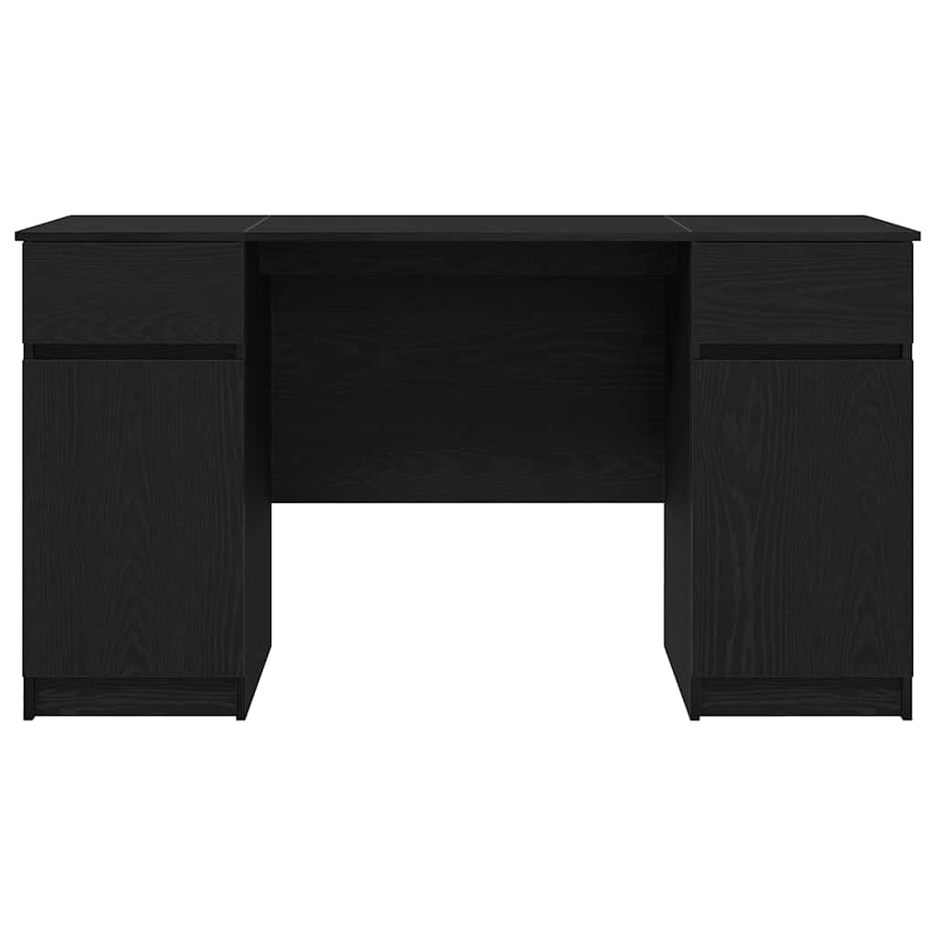 Schreibtisch mit Regal Schwarz Eichen-Optik 140 x 49 x 76 cm