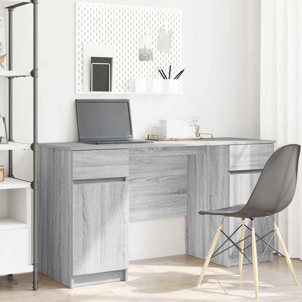 Schreibtisch mit Tür Grau Sonoma 140 x 49 x 76 cm Holzwerkstoff