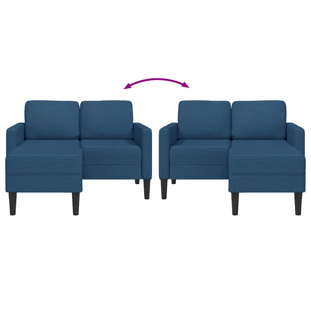 2-Sitzer-Sofa mit Chaiselongue L-Form Blau 125 cm Stoff