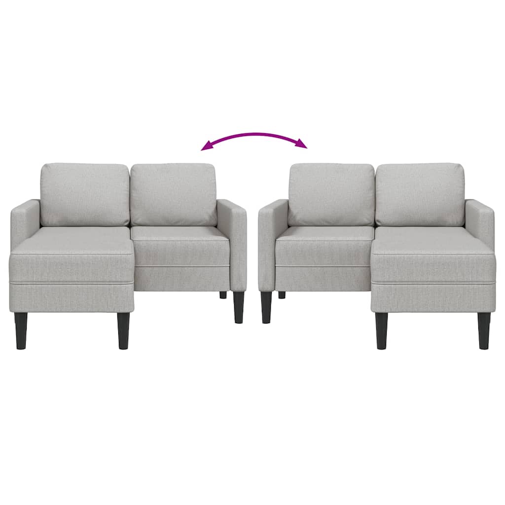 2-Sitzer-Sofa mit Chaiselongue L-Form Wolkengrau 125 cm Stoff