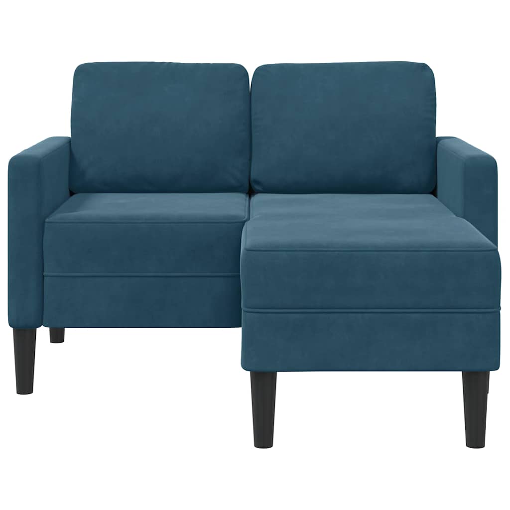 2-Sitzer-Sofa mit Chaiselongue L-Form Blau 125 cm Samt