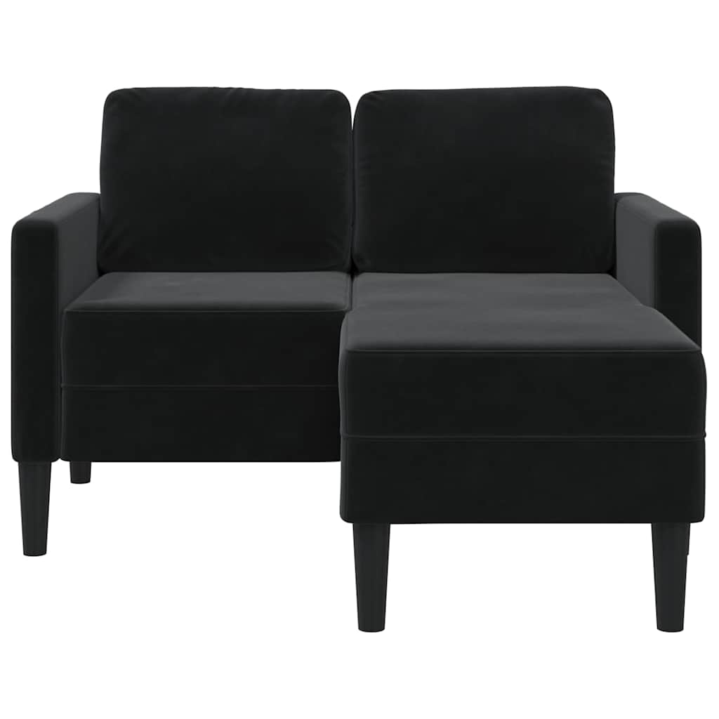 2-Sitzer-Sofa mit Chaiselongue L-förmig Schwarz 125 cm Samt