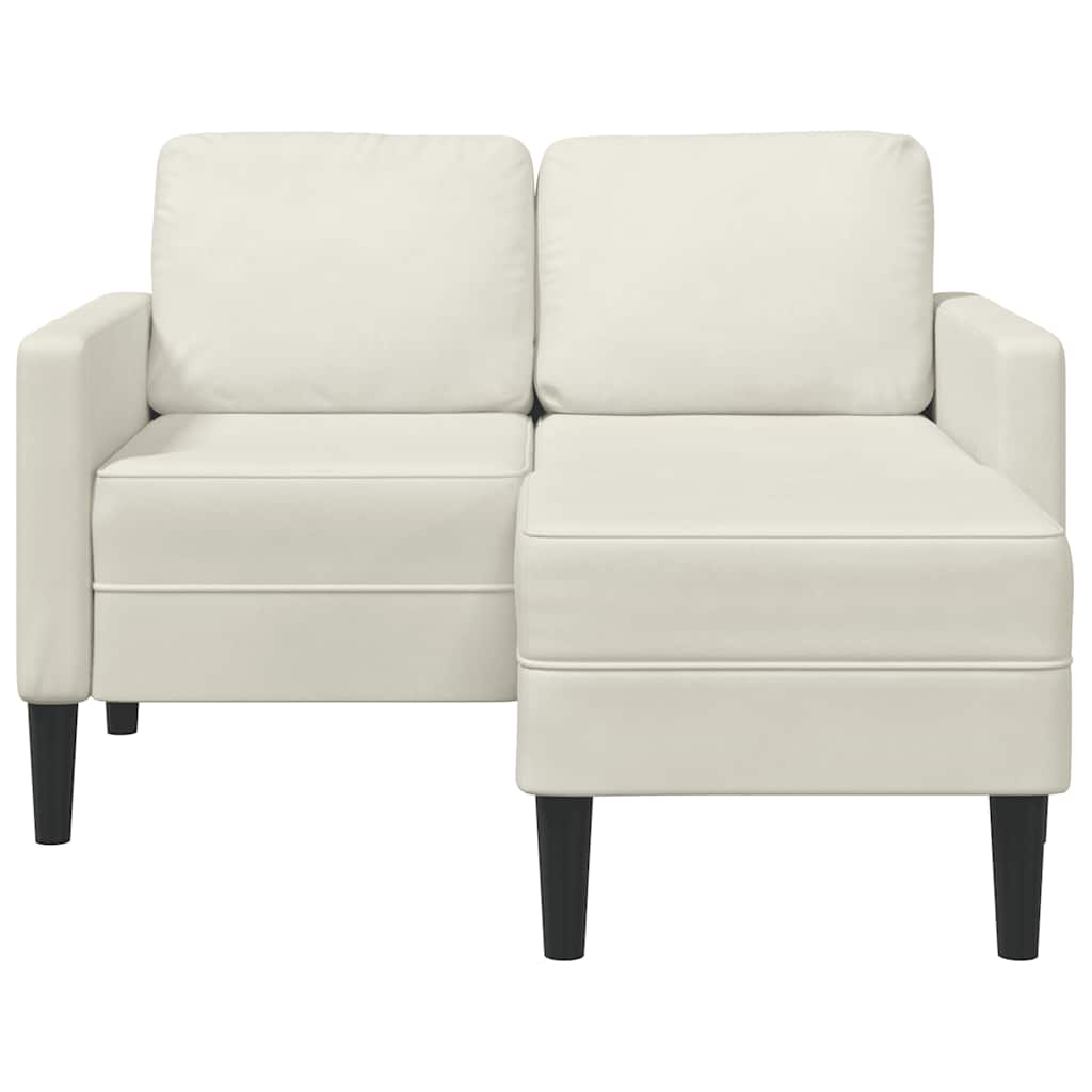 2-Sitzer-Sofa mit Chaiselongue L-Form Creme 125 cm Samt