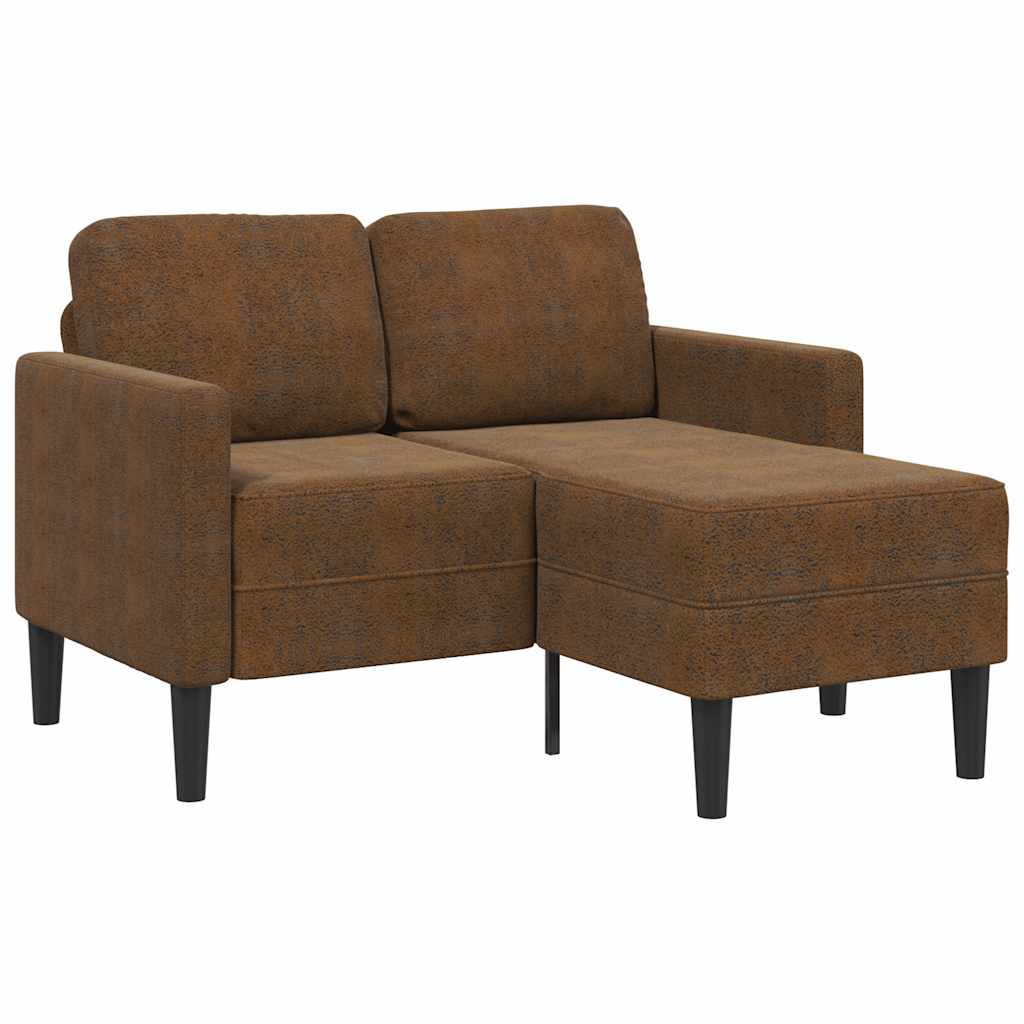2-Sitzer-Sofa mit Chaiselongue L-Form Braun 125 cm Kunstleder