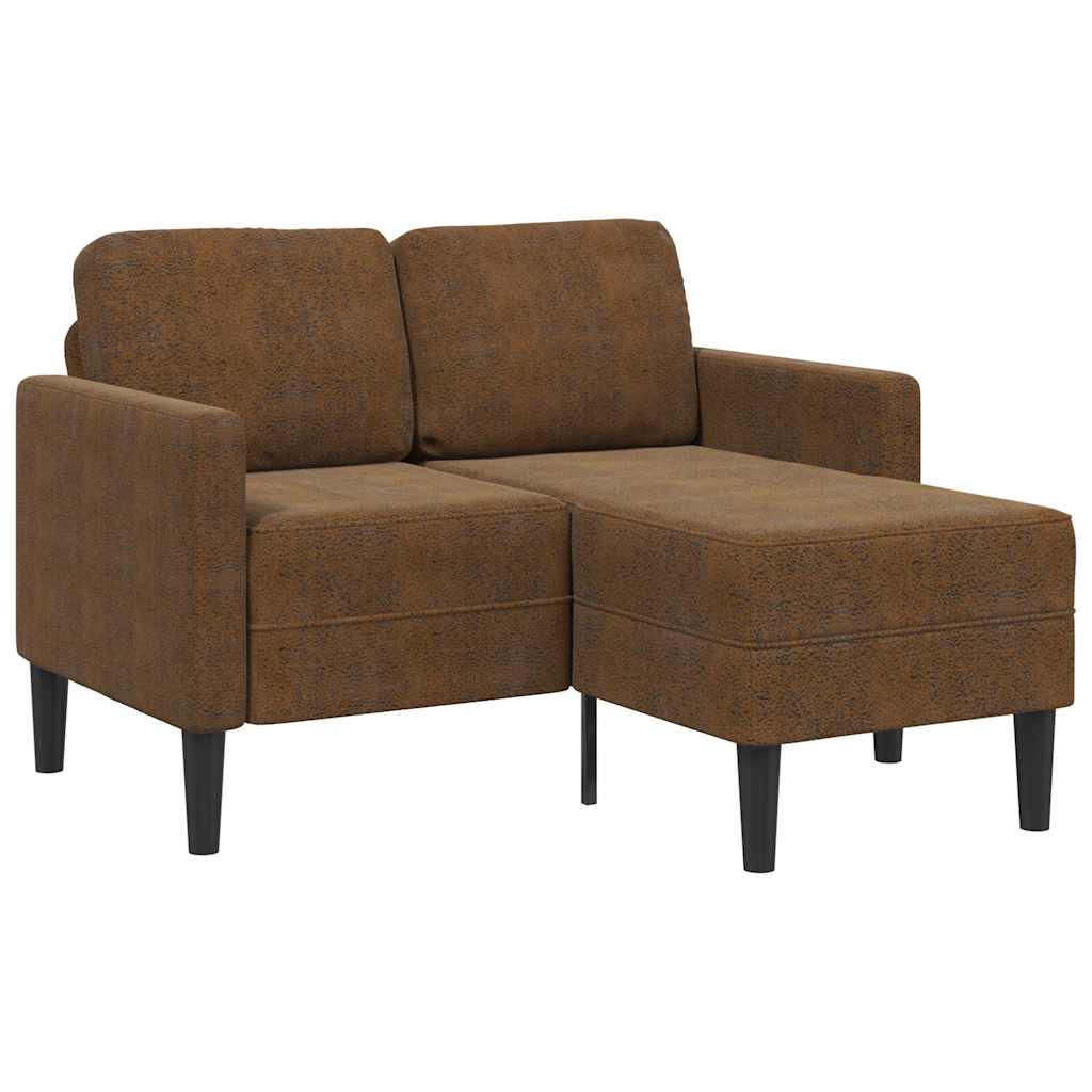 2-Sitzer-Sofa mit Chaiselongue L-Form Braun 125 cm Kunstleder