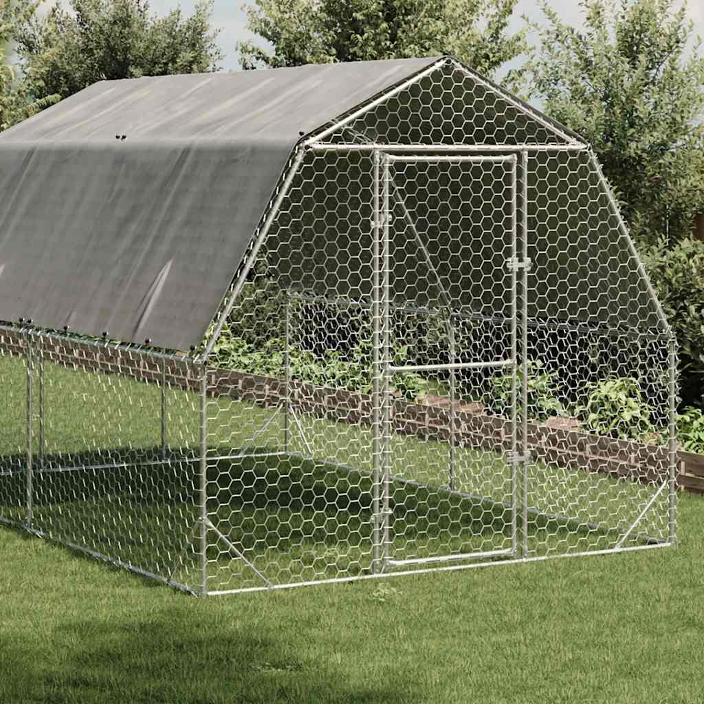 Hühnerstall mit Dach 2,5x4x2,25 m Verzinkter Stahl
