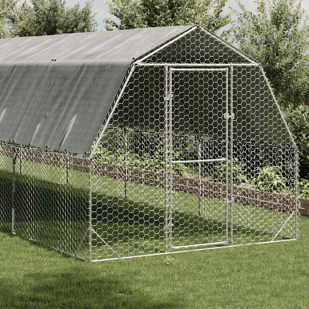 Hühnerstall mit Dach 2,5x6x2,25 m Verzinkter Stahl
