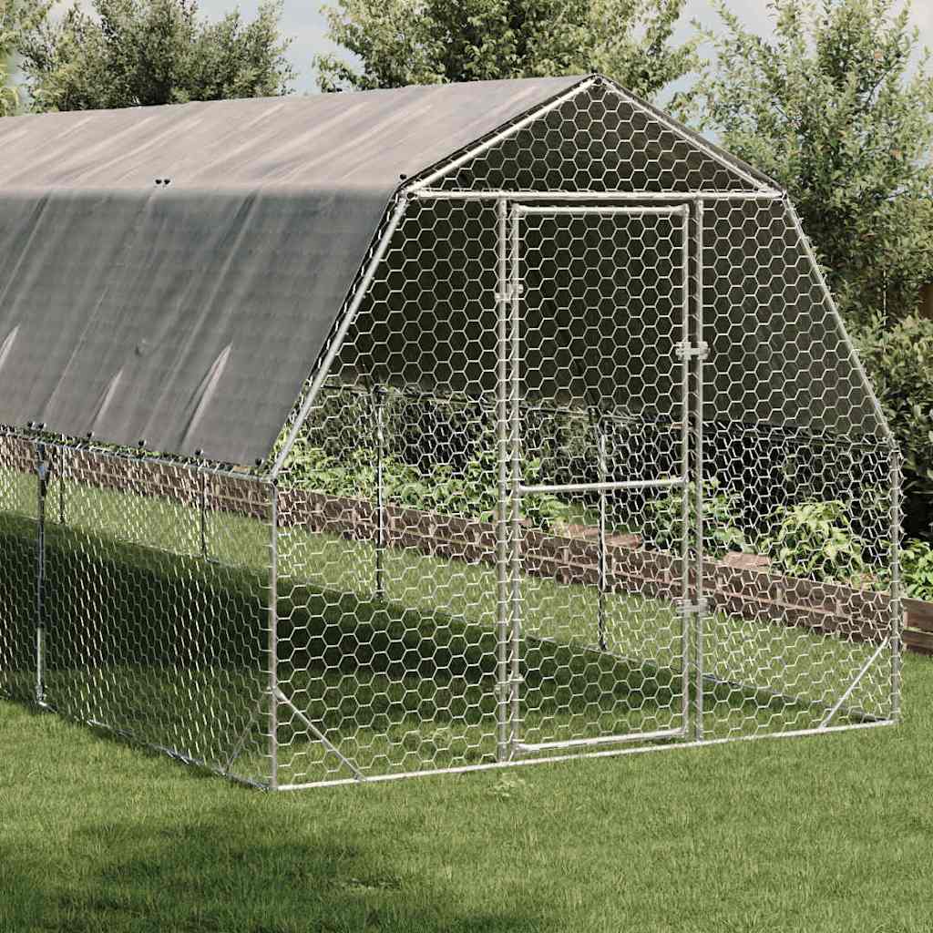Hühnerstall mit Dach 2,5x8x2,25 m Verzinkter Stahl